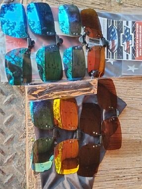Men's Clip-On Sunglass Lenses - Blue, Green, Amber, Brown (Pack)